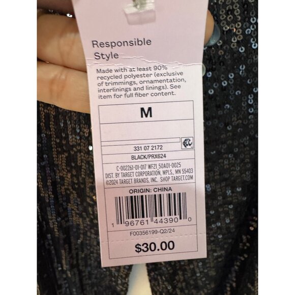 Wild & Fable Black Sequin Pants W/ Built-In Shorts NWT Size M - Picture 6 of 11